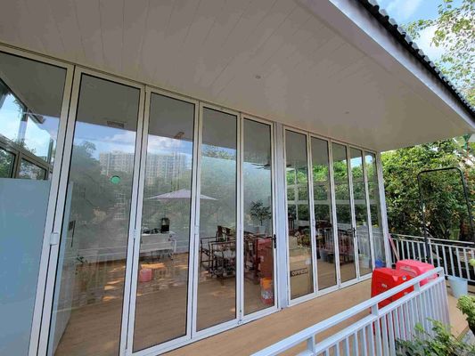 Silicone Sealant Aluminum Bifold Doors High Security With Tempered Glass